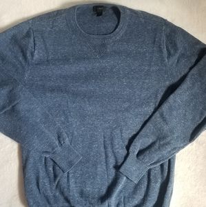 J.CREW Mens Tight Knit Crew Neck 100% Cotton Pullover Sweater Blue Size …